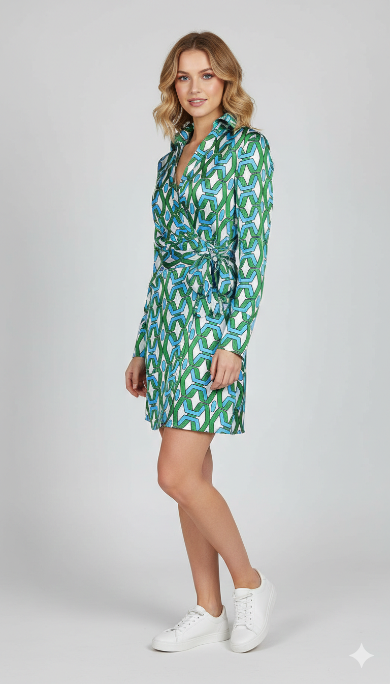 Fc Allover Print Tied Shirt Dress