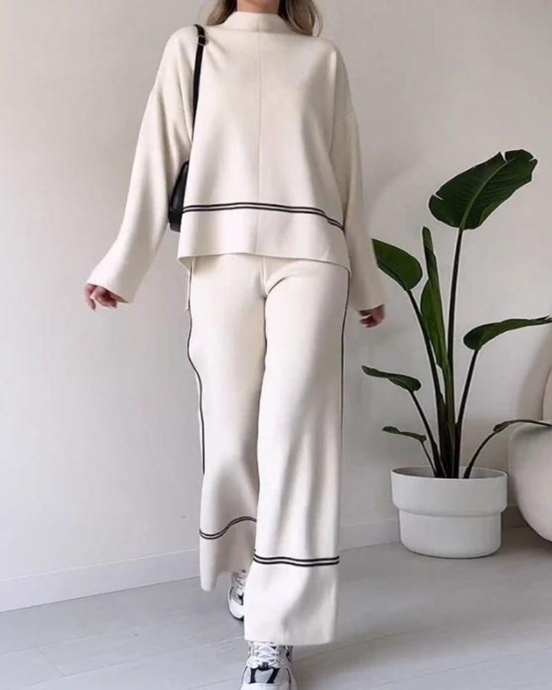 White Line Knitted Winter Coord Set FC1572