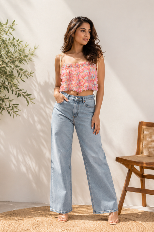 Stylish Rose Off Shoulder Crop Top FC2523