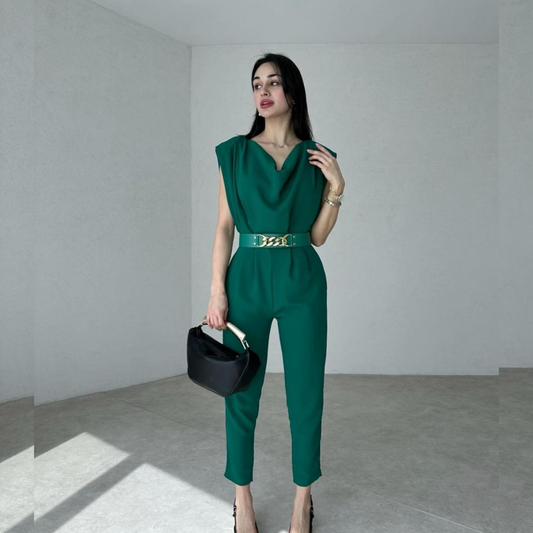 Jumpsuit With Collar And Belt