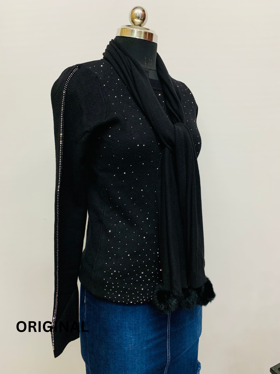 Knitted Woolen Top With Stole