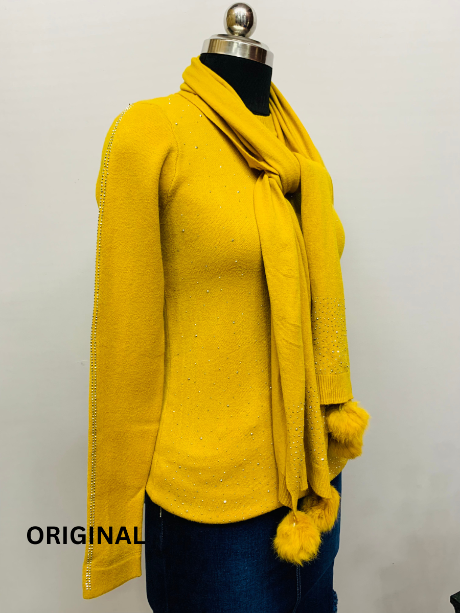 Knitted Woolen Top With Stole