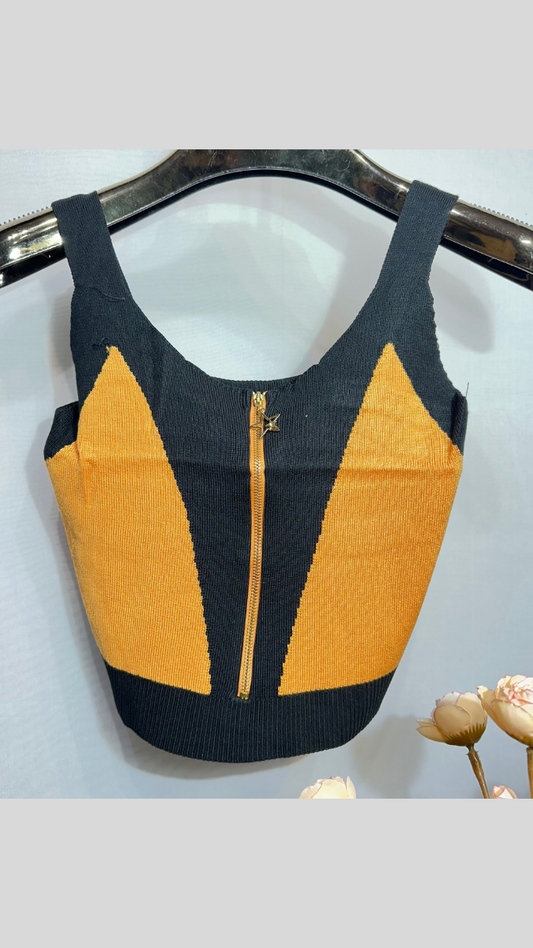 FC Knitted Crop Top with Front Zip