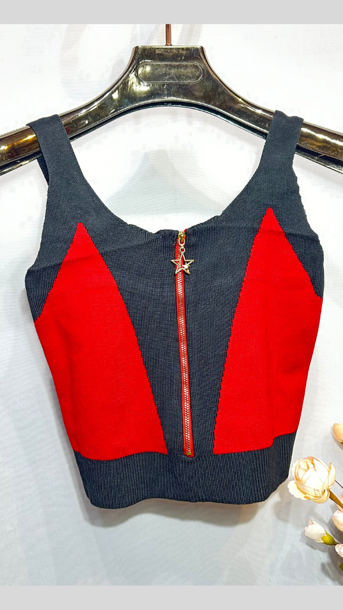 FC Knitted Crop Top with Front Zip
