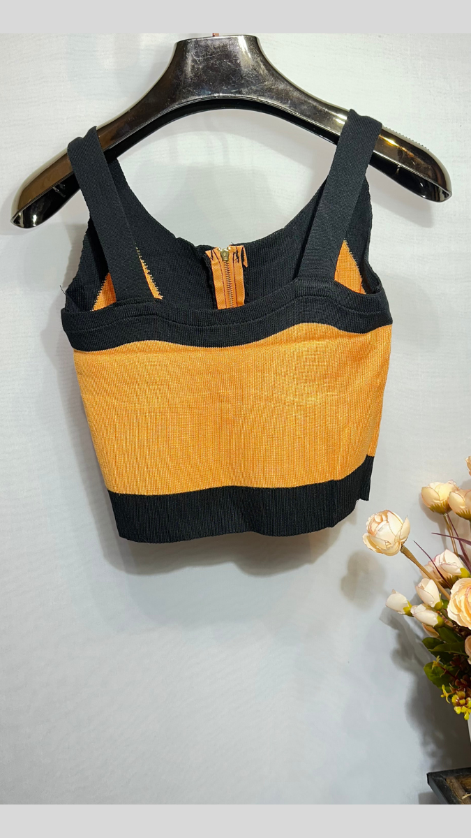 FC Knitted Crop Top with Front Zip