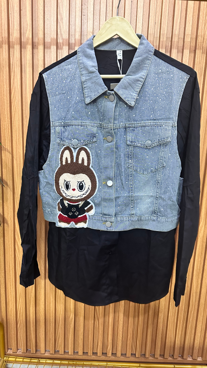 Labubu Printed Half Denim Shirt FC1838