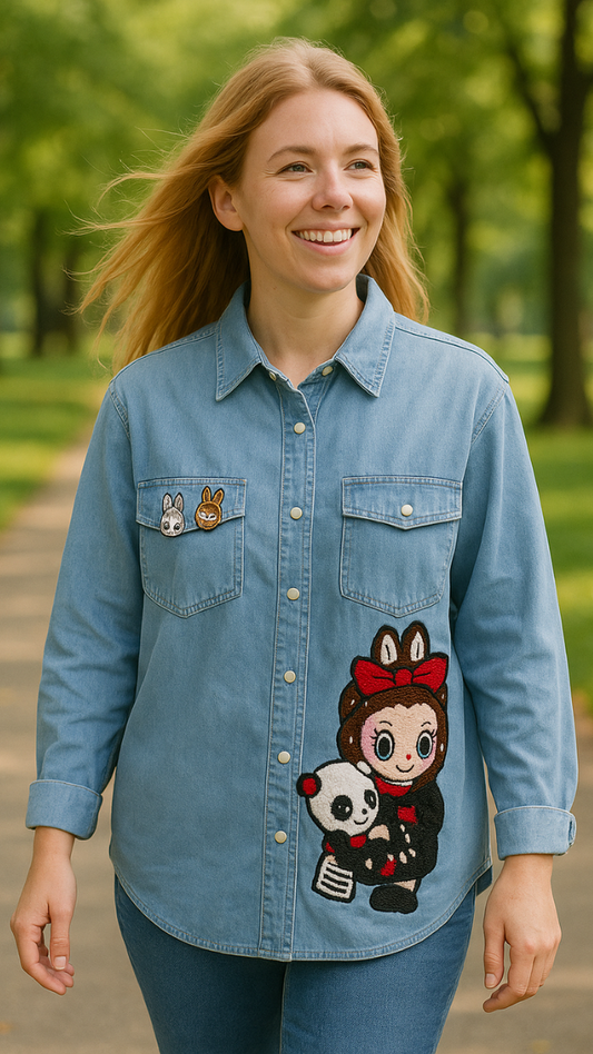 Labubu Printed Denim Shirt FC1837