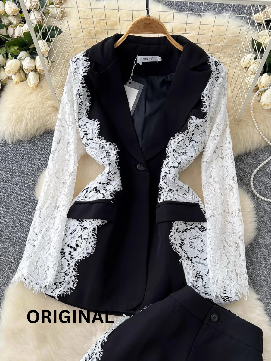 Lace Designed Blazer Set FC1538