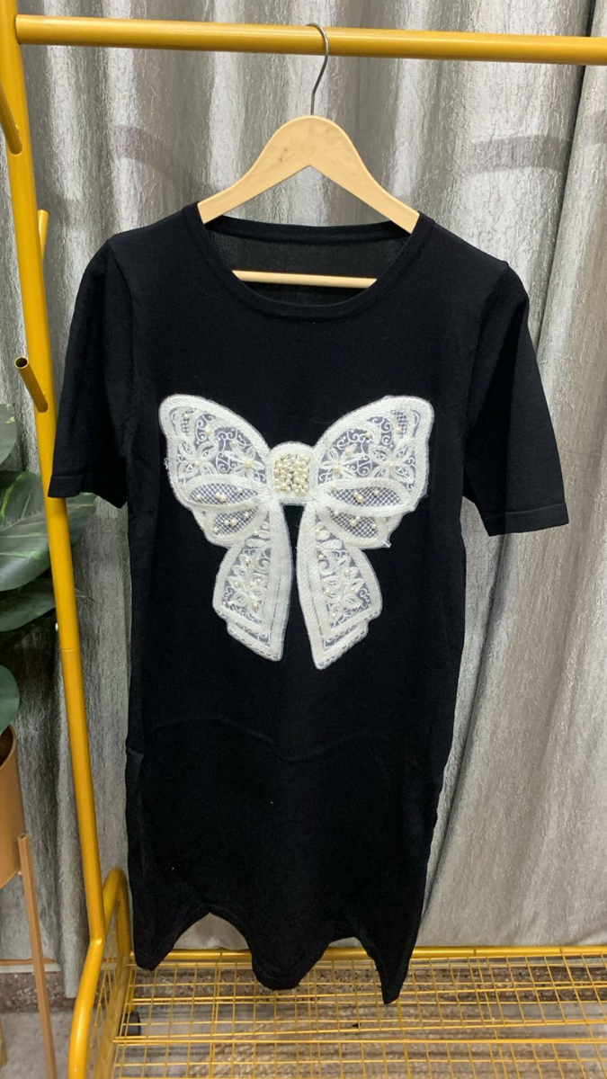 Lace Designed Bow Embedded With Pearl A- Line Dress FC2335