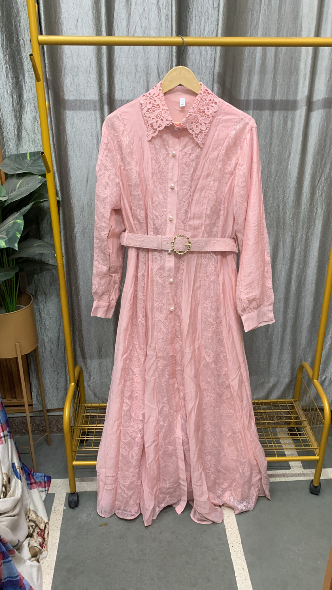 Lace Designed Collar And Buttoned Front Dress FC2546