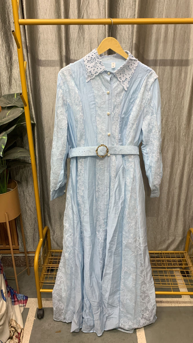 Lace Designed Collar And Buttoned Front Dress FC2546