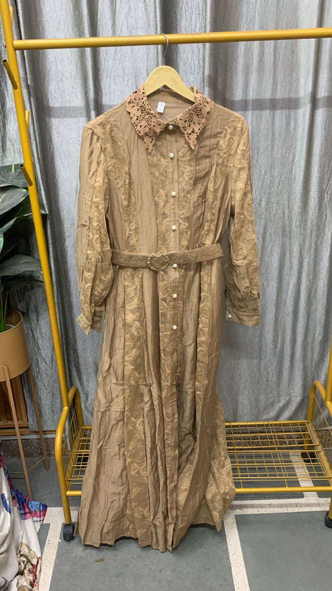 Lace Designed Collar And Buttoned Front Dress FC2546