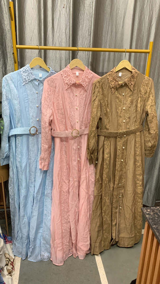 Lace Designed Collar And Buttoned Front Dress FC2546