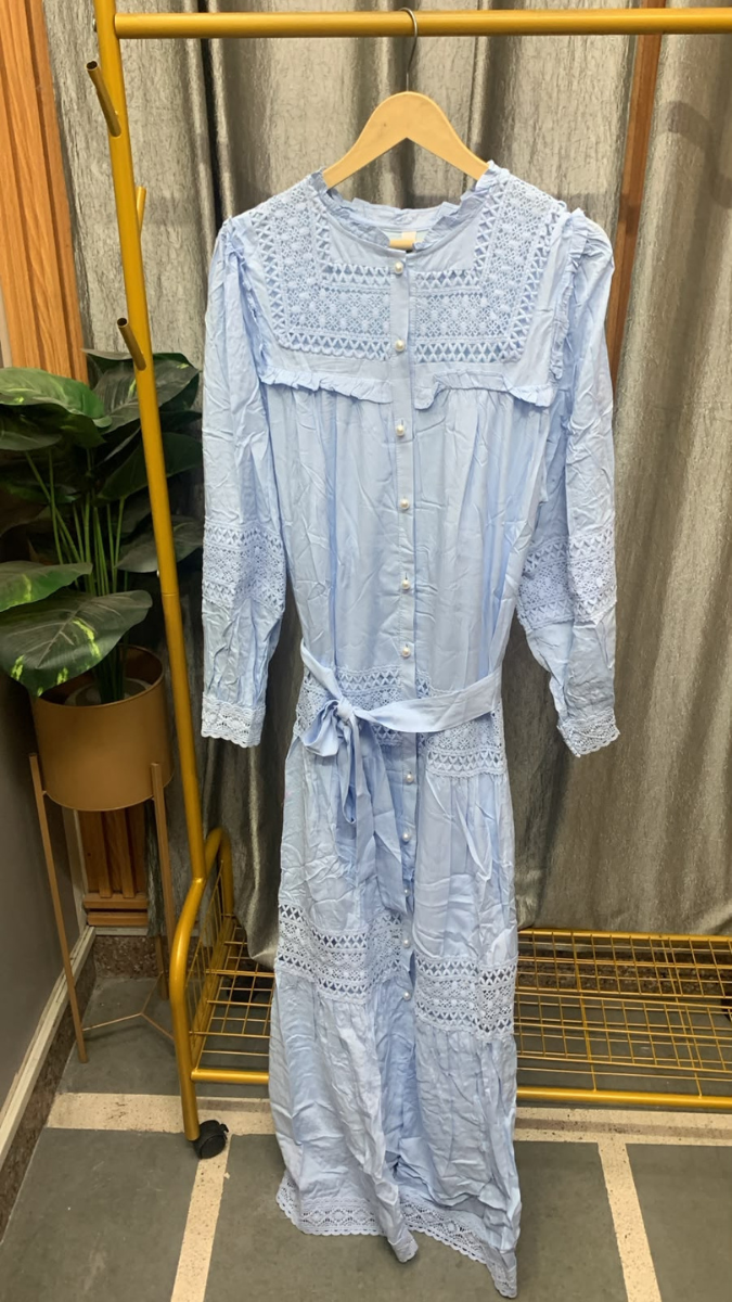 Lace Designed Round Neck A- Line Dress FC2567