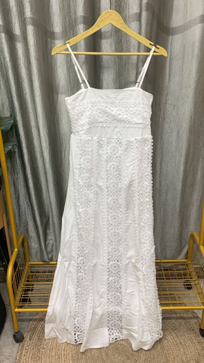 Lace Designed Strap Sleeve Midi Dress FC2273