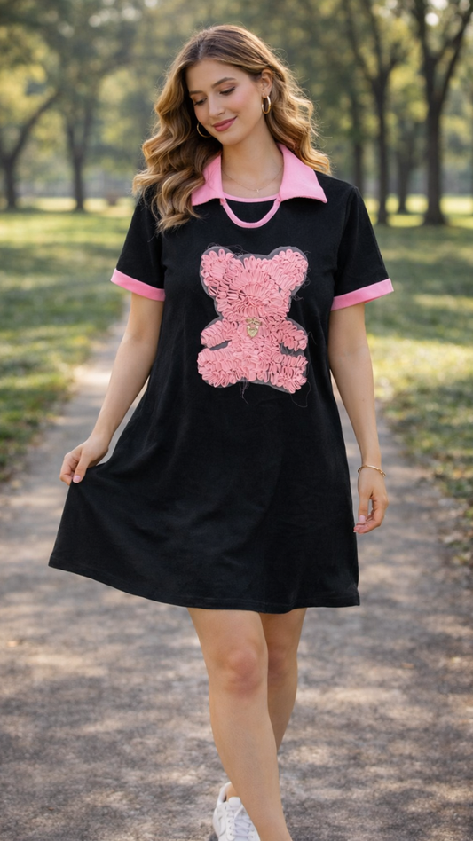 Lace Designed Teddy T-Shirt Mini Dress FC2346