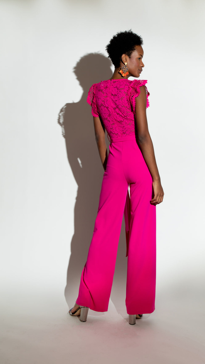 Lace Designed Upper With Broad Belt Jumpsuit FC2476