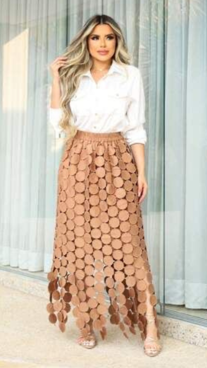 Laser Cut A-line Skirts With Tassels FC1836