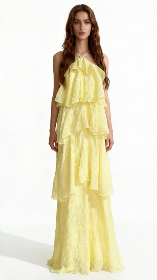 Layered Ruffle Halter Neck Dress FC2539