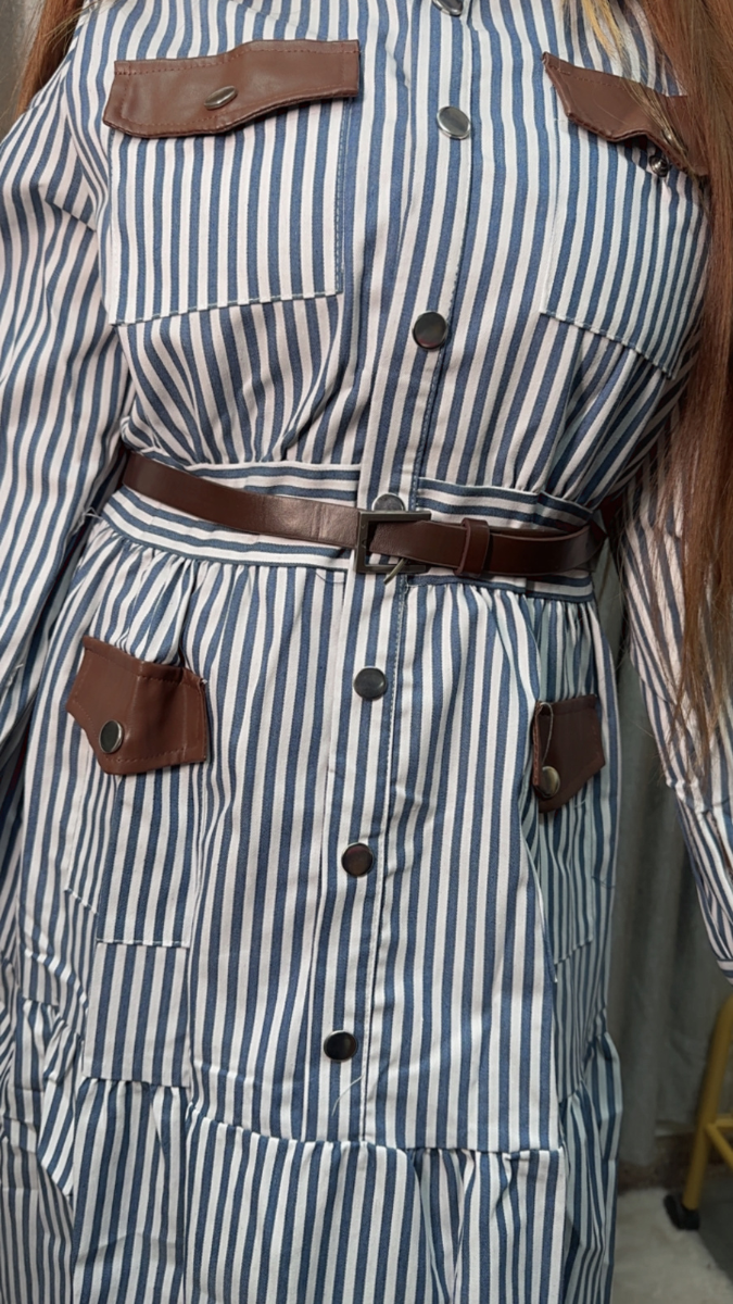 Leather Pocket Designed Lined Dress FC2134