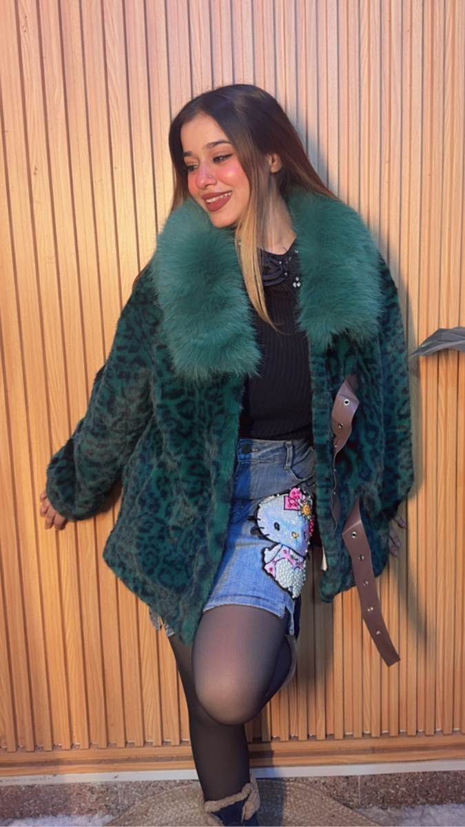 Leopard Print Furr Collar Coat FC2041