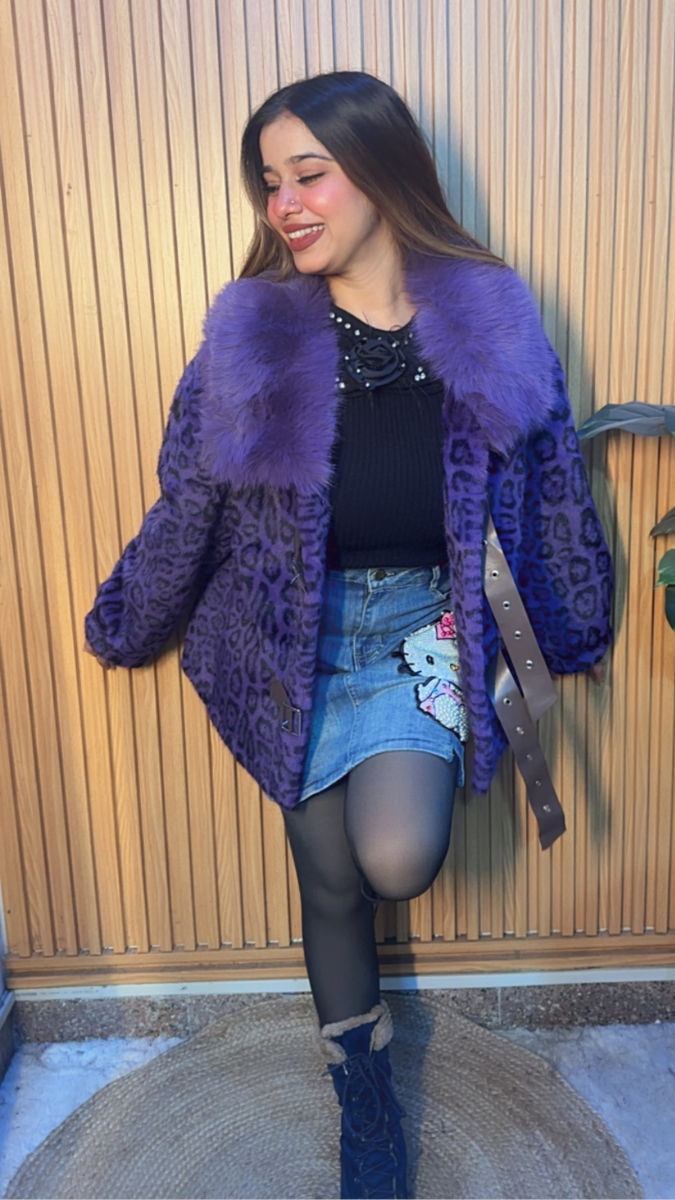 Leopard Print Furr Collar Coat FC2041