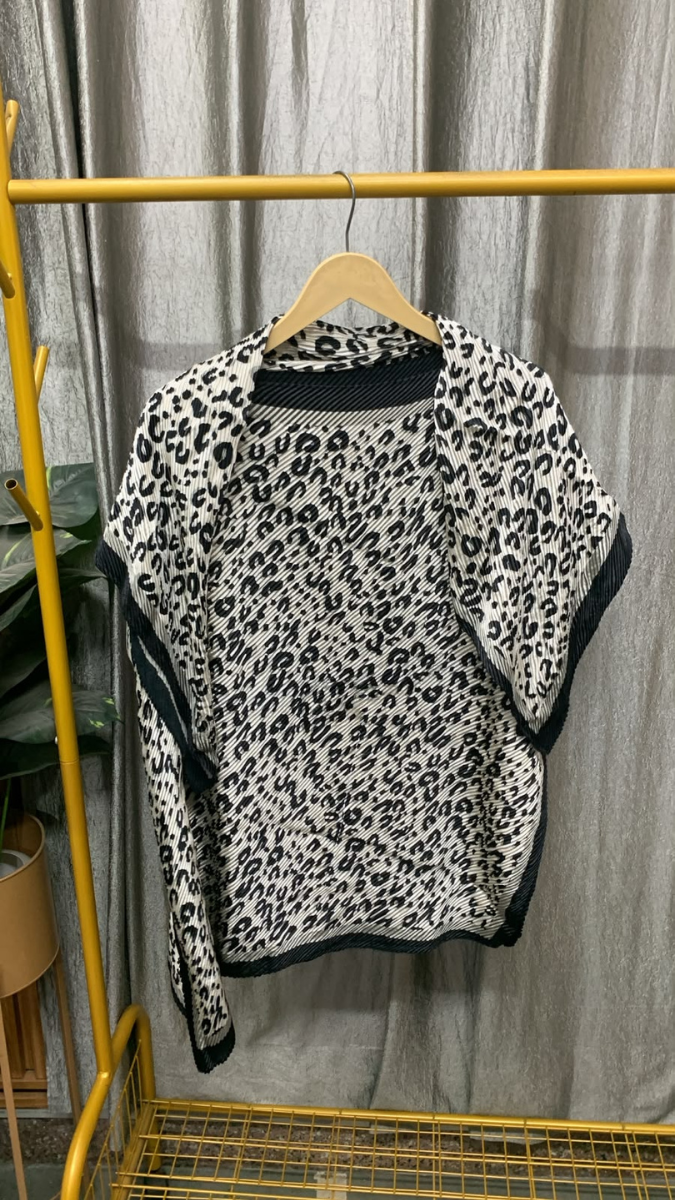 Leopard Printed Kaftan Top With Scarf FC2536