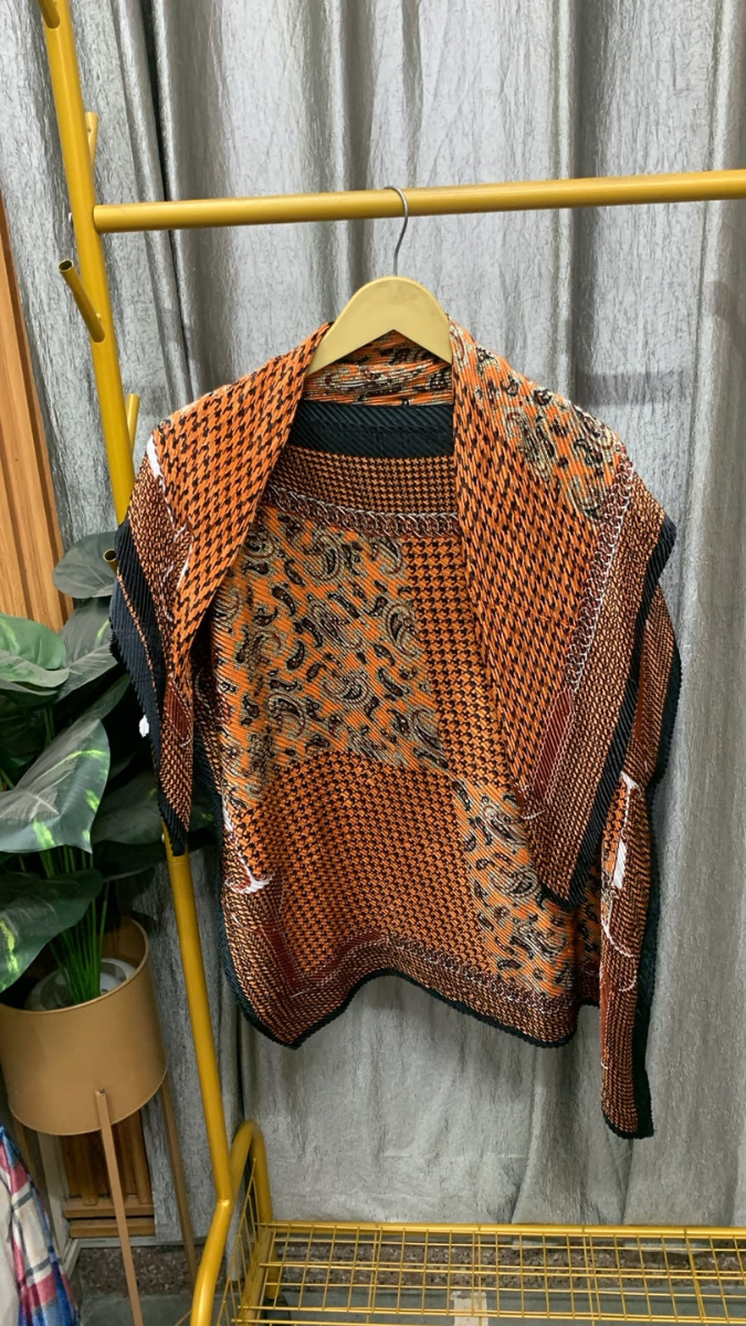 Leopard Printed Kaftan Top With Scarf FC2536