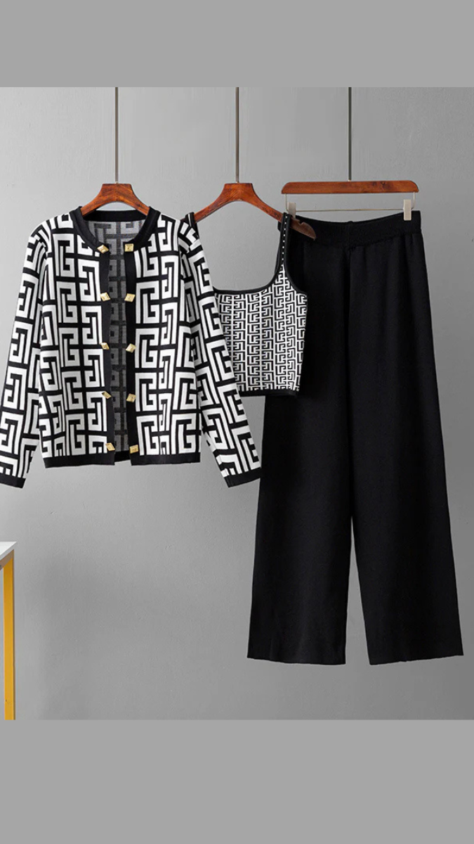 Lined Top Contras Pant With Inner Coord Set FC1682