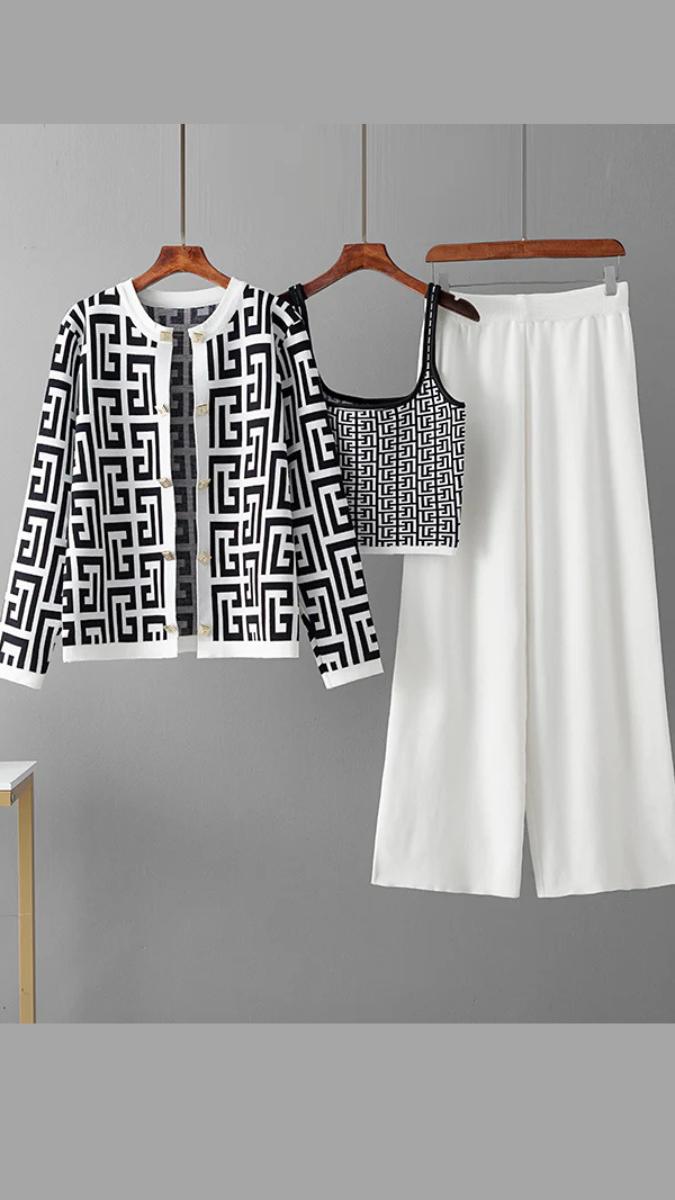Lined Top Contras Pant With Inner Coord Set FC1682