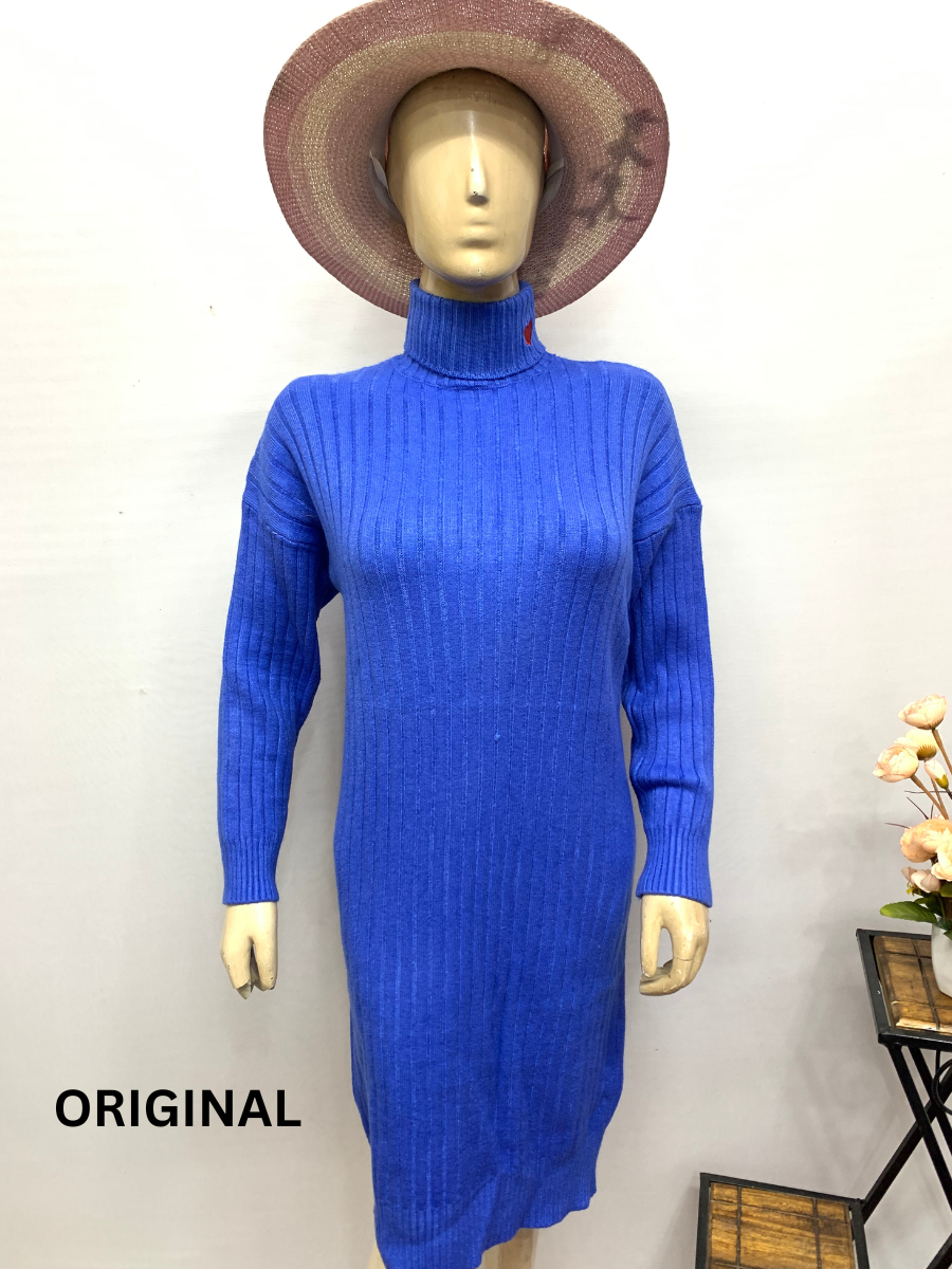 Long Cardigan High Neck Sweater Dress for Women