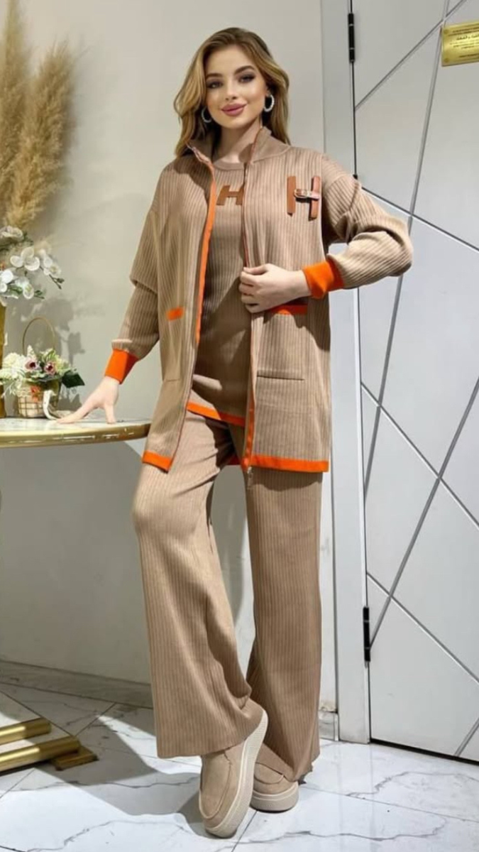 Long Top And Long Jacket 3Pc Set FC1710