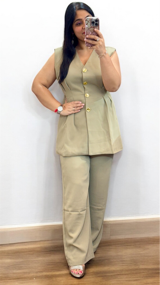 Long Waistcoat And Trouser Coord Set FC1895