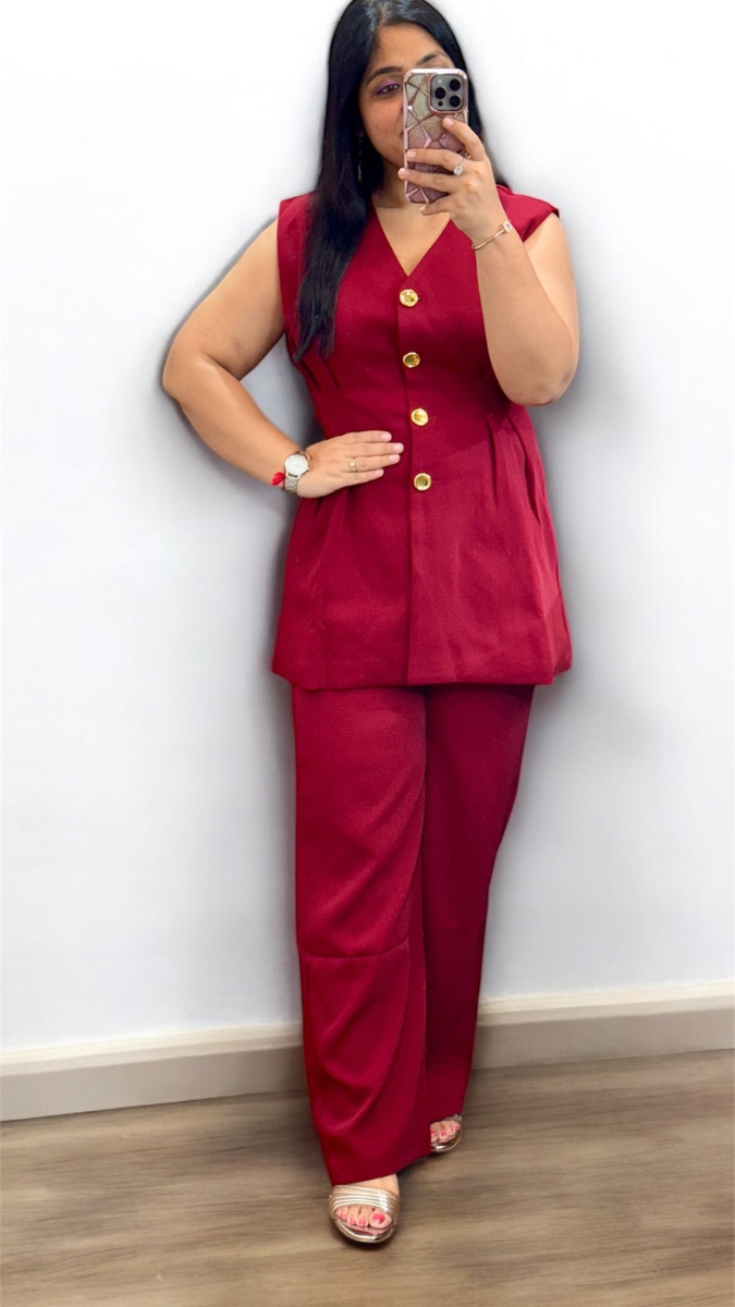 Long Waistcoat And Trouser Coord Set FC1895