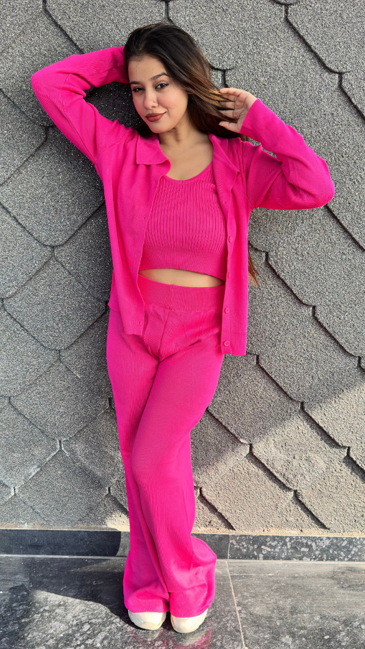 Long Shrug With Strap Sleeve Inner And Pant 3Pc Coord Set FC2123