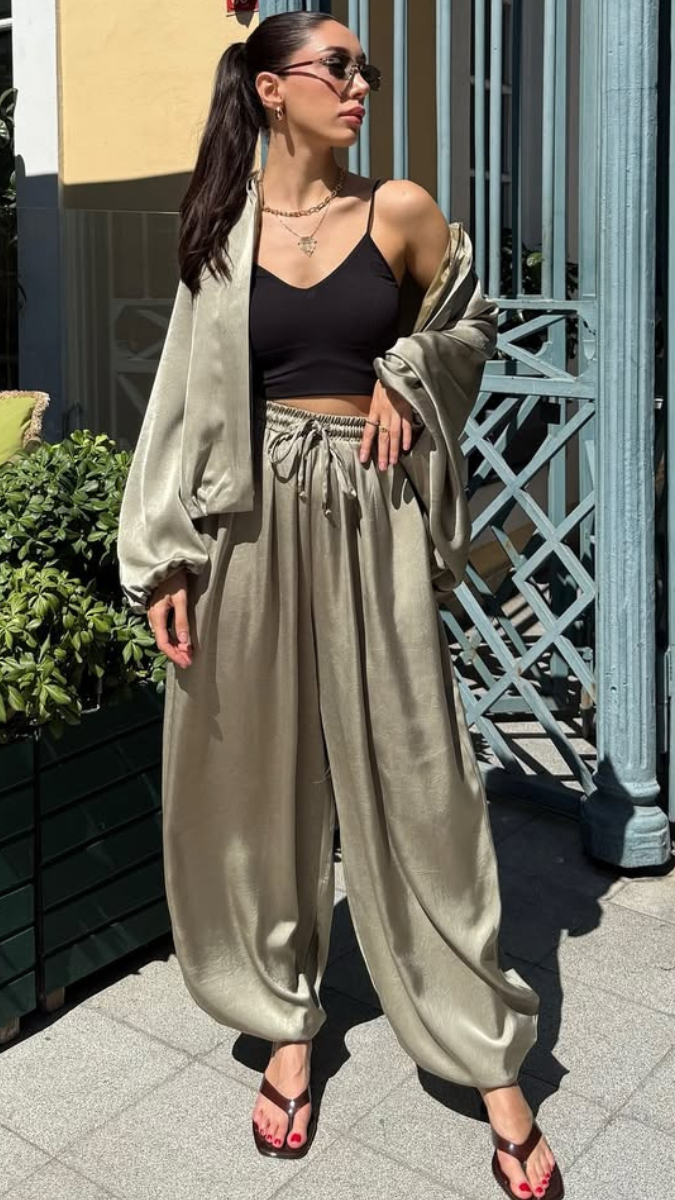 Loose Fit Satin Shirt And Trouser Coord Set FC1970