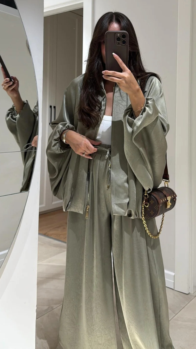 Loose Fit Satin Shirt And Trouser Coord Set FC1970