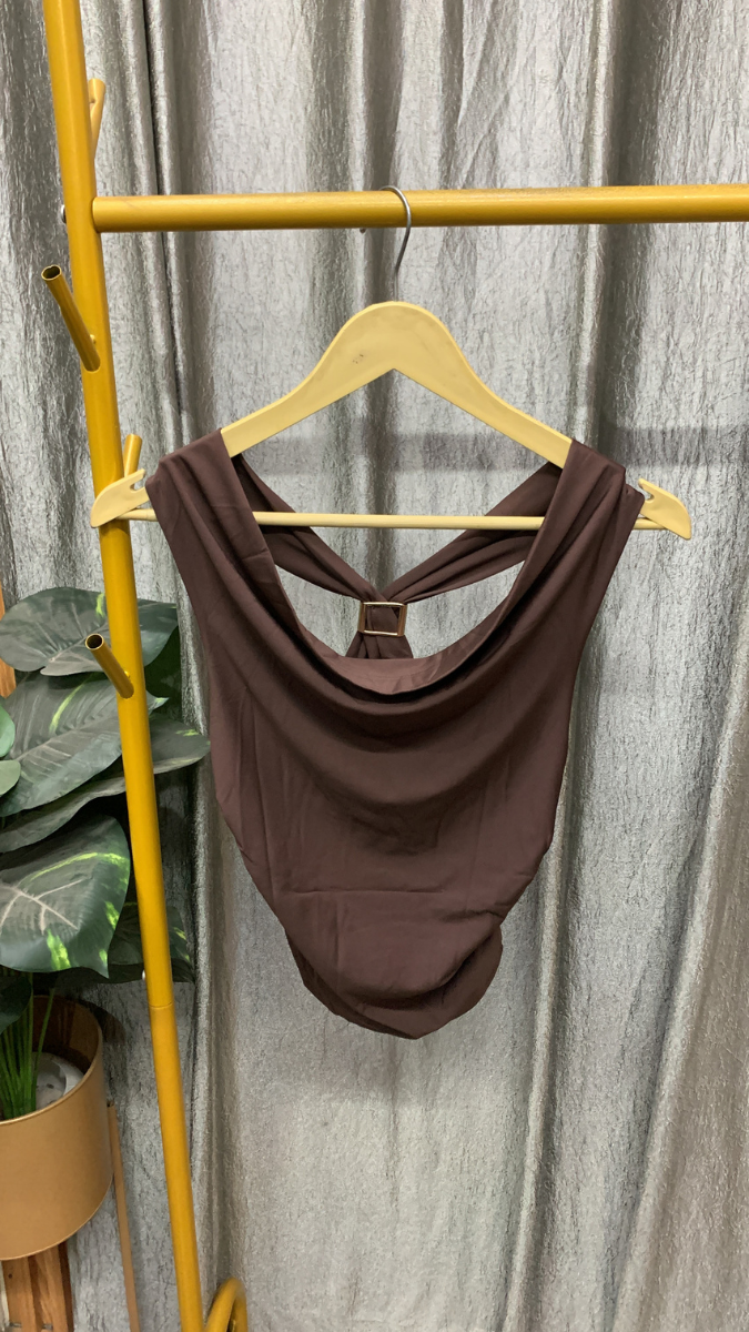 Loose Neckline Buckle Back Top FC2524