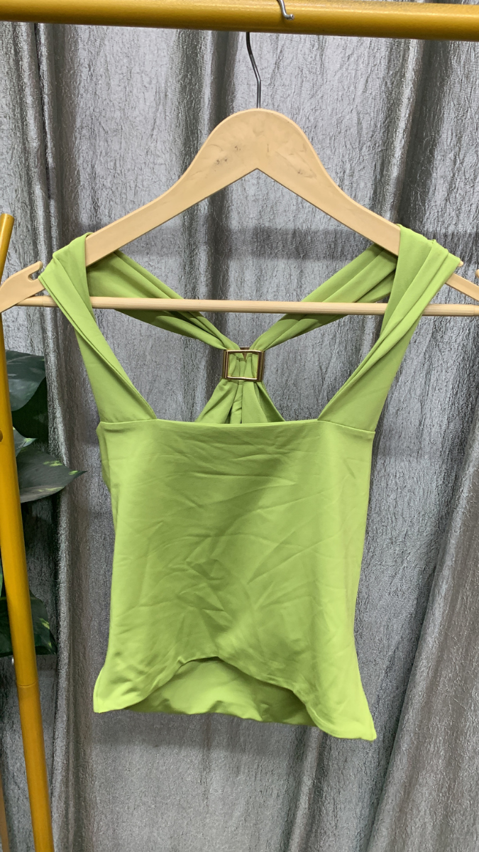 Loose Neckline Buckle Back Top FC2524