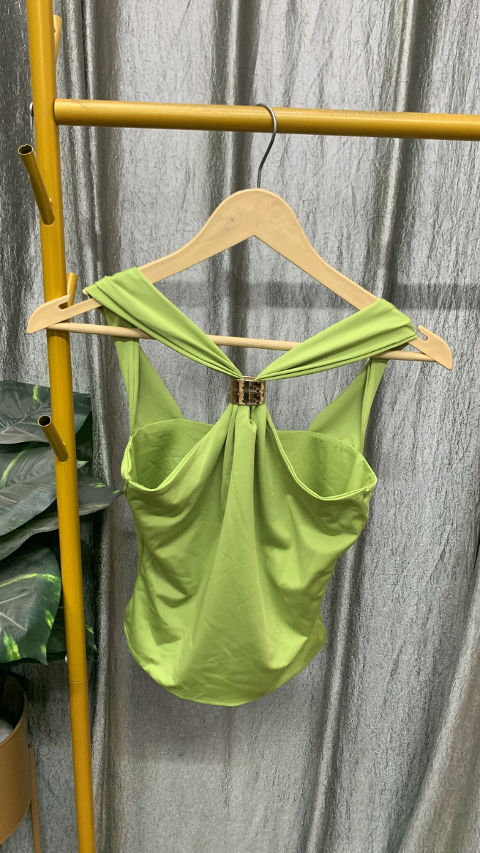 Loose Neckline Buckle Back Top FC2524