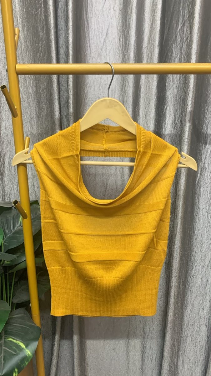 Loose Neckline Sleeveless Backless Crop Top FC2576