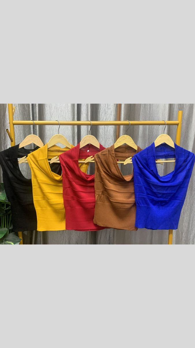 Loose Neckline Sleeveless Backless Crop Top FC2576