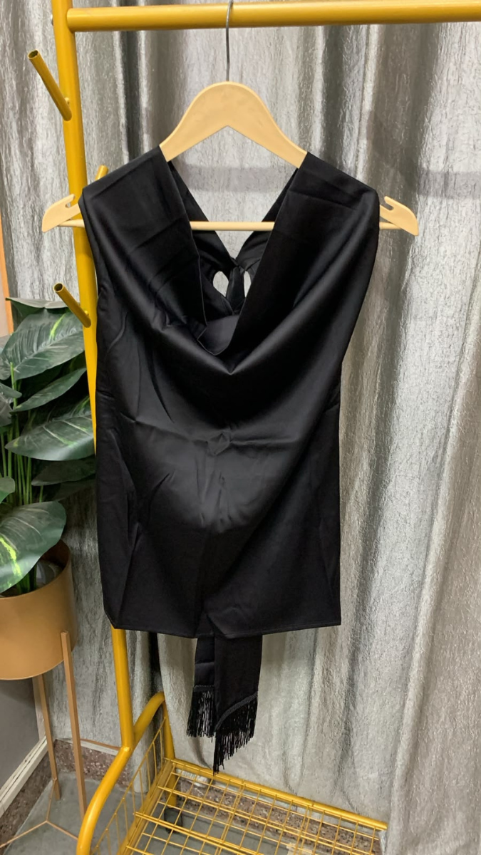 Loose Neckline Tie Belt Back Top FC2891