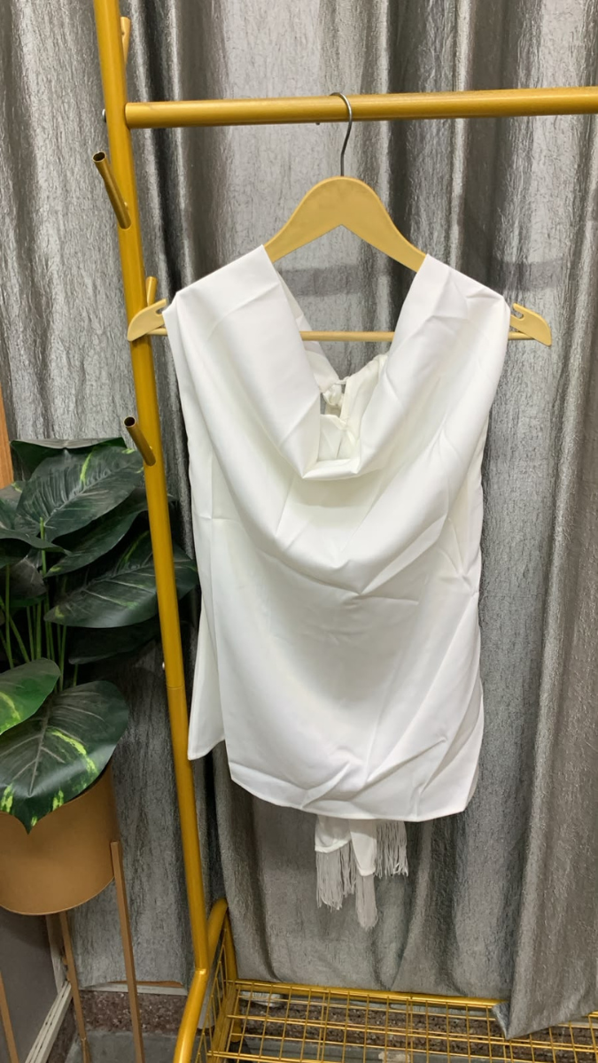 Loose Neckline Tie Belt Back Top FC2891