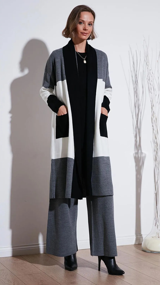 Loose Pant And Top With Long Shrug 3pc Coord Set FC2007