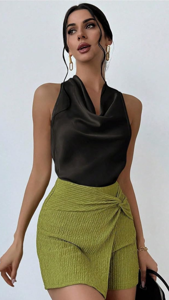 Loose Neckline Tie Belt Back Top FC2891