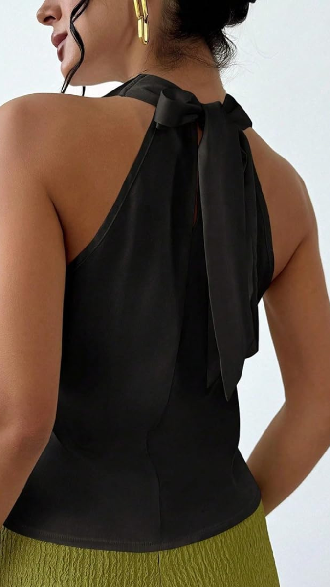 Loose Neckline Tie Belt Back Top FC2891
