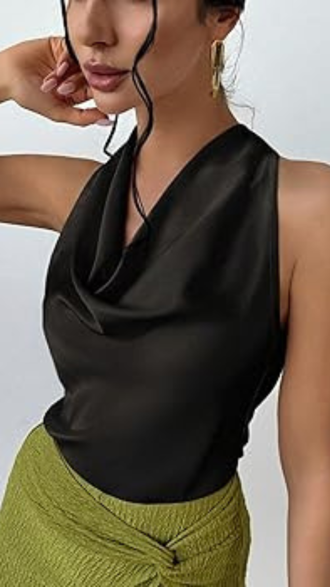 Loose Neckline Tie Belt Back Top FC2891