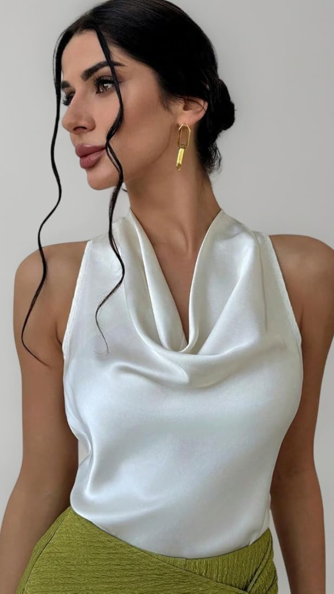 Loose Neckline Tie Belt Back Top FC2891