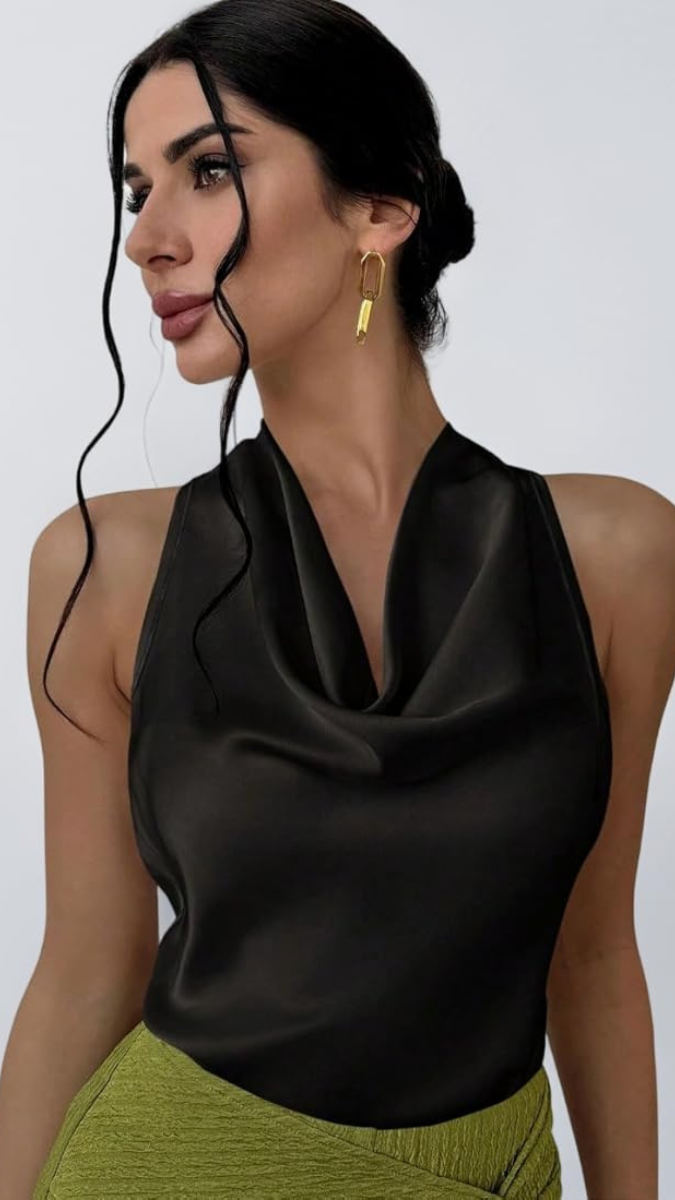 Loose Neckline Tie Belt Back Top FC2891